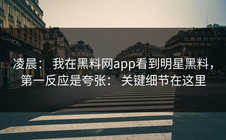 凌晨： 我在黑料网app看到明星黑料，第一反应是夸张： 关键细节在这里