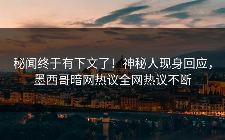 秘闻终于有下文了！神秘人现身回应，墨西哥暗网热议全网热议不断