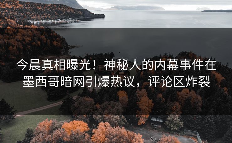 今晨真相曝光！神秘人的内幕事件在墨西哥暗网引爆热议，评论区炸裂