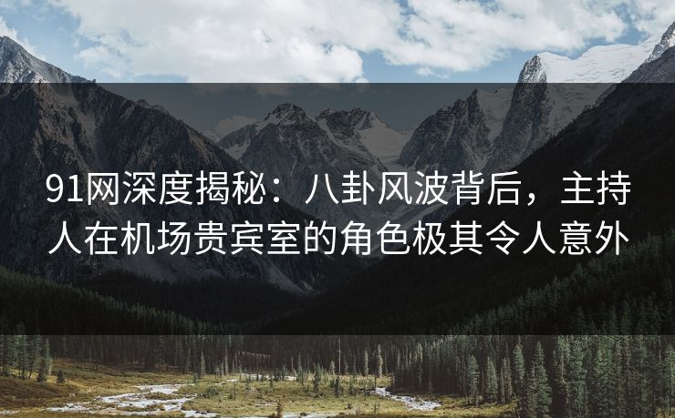 91网深度揭秘：八卦风波背后，主持人在机场贵宾室的角色极其令人意外